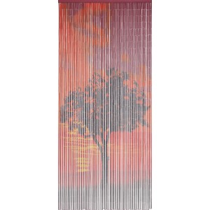 Dekorativer Türvorhang Sunrise mit Baum-Motiv und Sonnenuntergang, 200x90 cm.