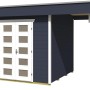 Skan Holz Gartenhaus Venlo 2, schiefergrau, mit Anbau und Doppeltür. Ideal zur Geräteaufbewahrung.