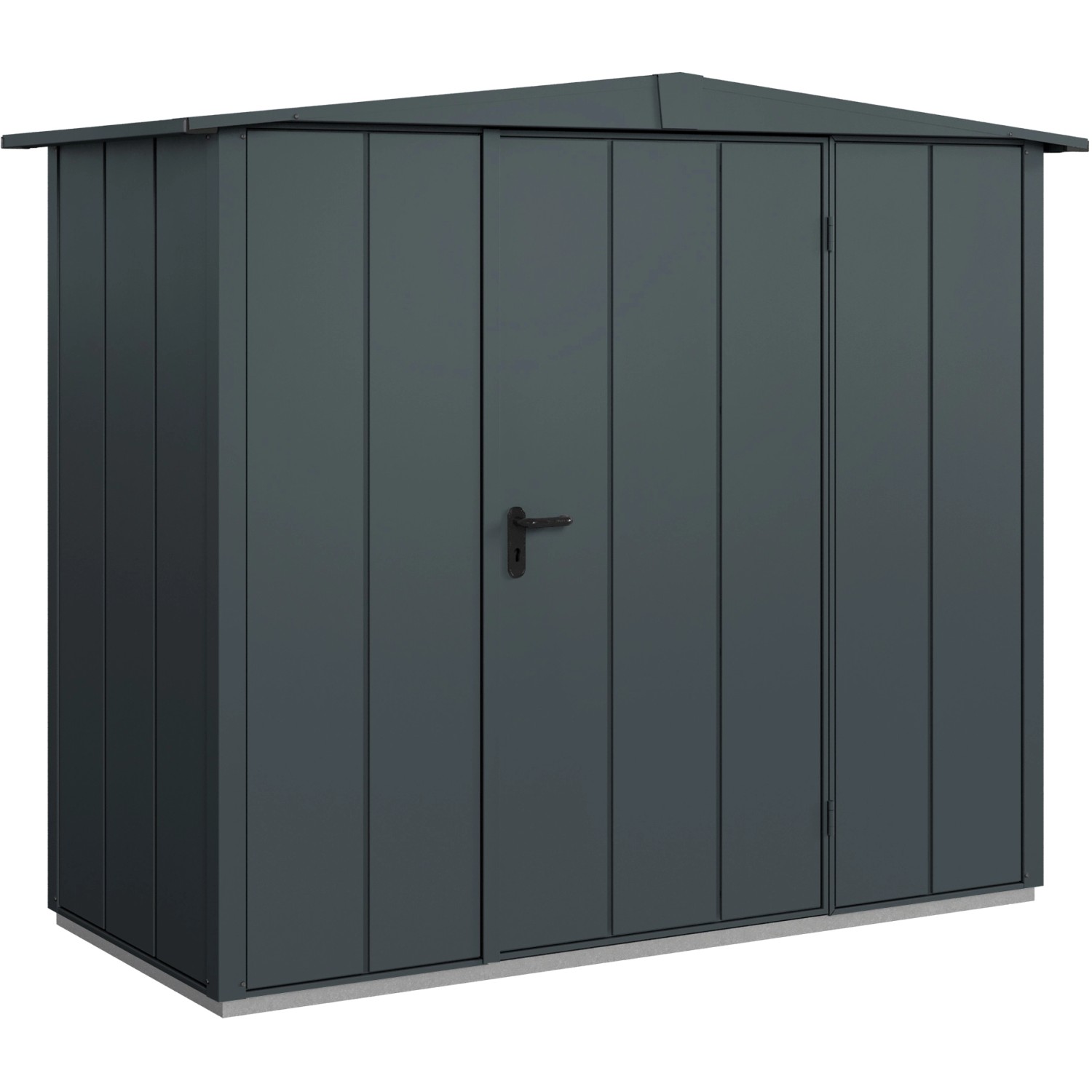 Ecostar Gerätehaus Elegant, anthrazitgraues Metall Gerätehaus mit Satteldach und Einzeltür.