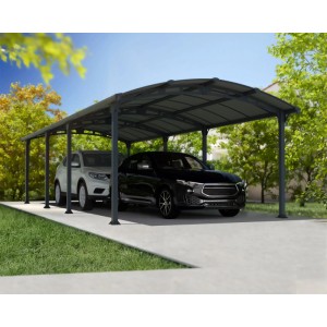 Canopia Carport Arcadia 8500 in Anthrazit mit zwei geparkten Autos unter dem stabilen Dach.