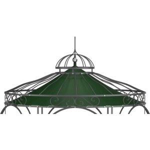 Dunkelgrünes Eleo Sonnensegel Siena Ø 210 cm für Pavillon, Detailansicht.