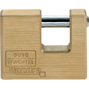 Burg Wächter Quadra Vorhangschloss: massives Messing Schloss mit Stahlbügel für hohe Sicherheit.