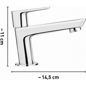 Chromfarbene baliv Kaltwasserarmatur KV-4010 für Waschbecken mit eckigem Auslauf.