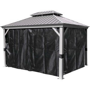 Sojag Pavillon Messina 12x16 Champagner mit Moskitonetzen und Aluminiumrahmen.