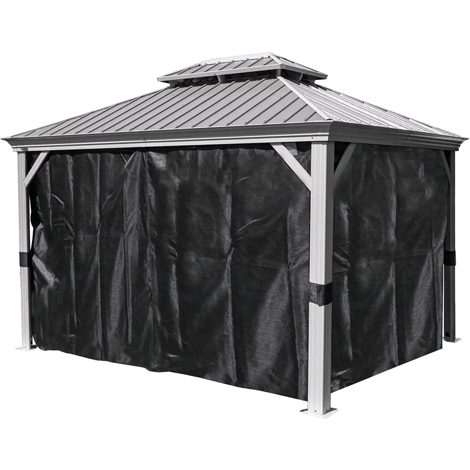 Sojag Pavillon Messina 12x16 Champagner mit Moskitonetzen und Aluminiumrahmen.