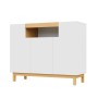 okwish Sideboard mit 3 Türen Wohnzimmer Esszimmer 120.5x42x96cm Weiß_9