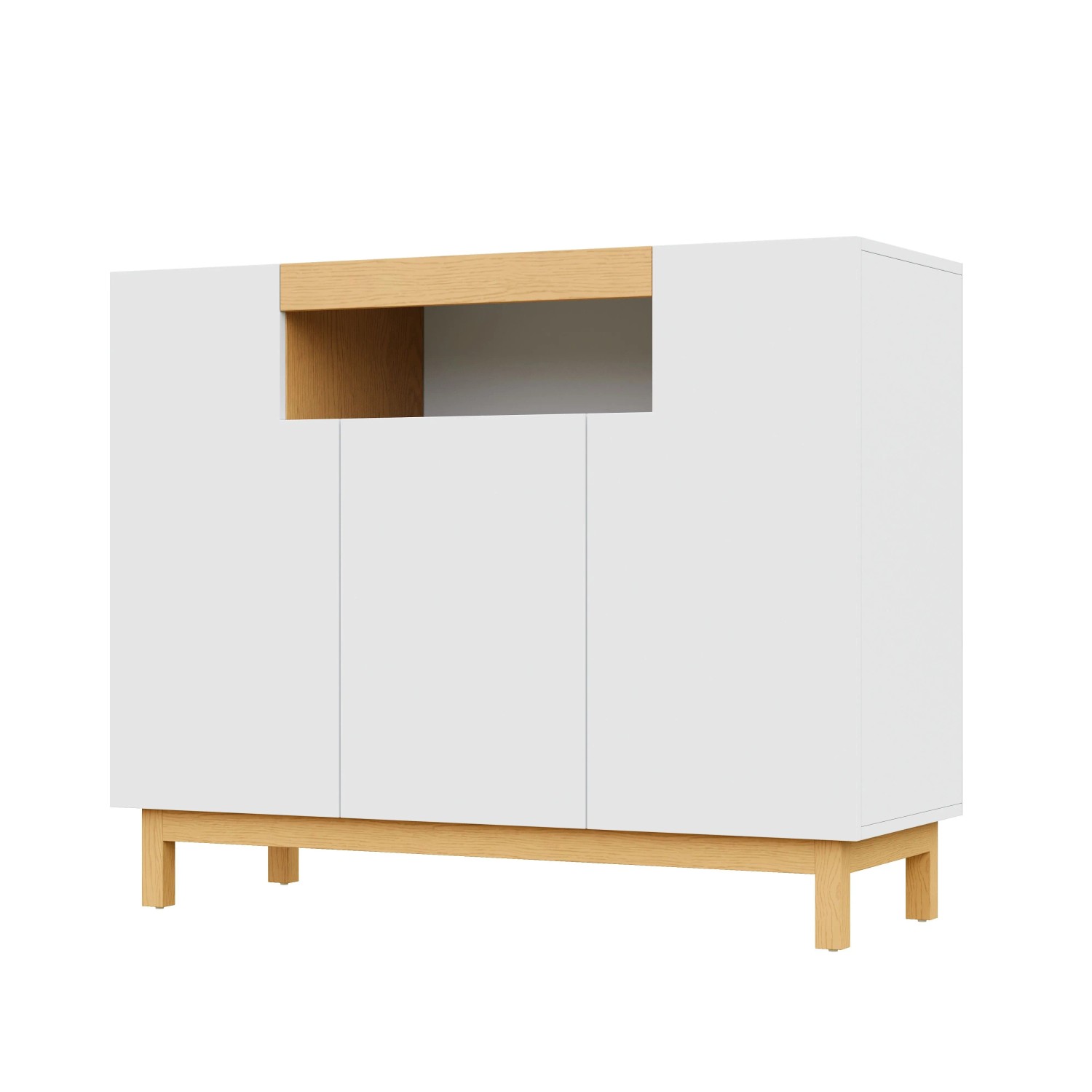 okwish Sideboard mit 3 Türen Wohnzimmer Esszimmer 120.5x42x96cm Weiß_9
