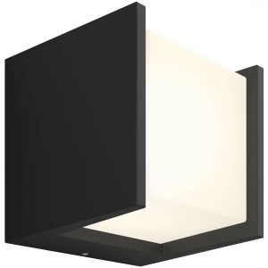 Quadratische Philips Hue LED-Wandleuchte Fuzo in Schwarz, 1160 lm für den Außenbereich.