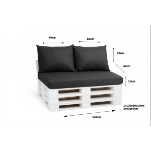 Setgarden Triple Outdoor Palettenkissen Set 120x60x10cm Sitzkissen + Rückenkissen 2x60x50cm 1tlg Anthrazit