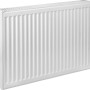 Weißer Heizkörper, 60x80 cm, Type 22. Kompakte Bauweise mit vertikalen Rippen für effiziente Wärme.