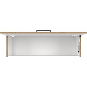 Flex-Well Kurz-Hängeschrank Cara, 100 cm, Artisan Eiche Dekor, geöffnet.