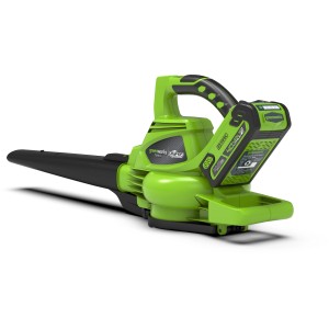 Greenworks Akku-Laubsauger/Laubbläser GD40BVII 40 V Solo, ohne Akku. Laubbläser in Grün und Schwarz.
