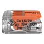 Wago Hebelklemme, 3-polig, für Leiter Ø 0,2-4mm², 5er-Pack, Verbindungsklemme mit transparentem Gehäuse und orangefarbenen Hebeln.