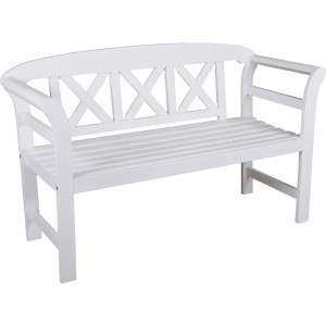 Weiße 2-Sitzer Gartenbank Vancouver von Garden Pleasure aus FSC®-zertifiziertem Holz.