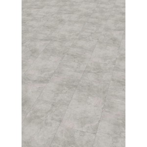 Verlegter, hellgrauer Check One Click-Vinylboden Rahdener Beton im XL-Fliesenformat.