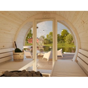 Palmako Sauna Anita mit Glaswand Naturbelassen 220 cm x 290 cm