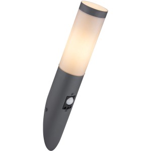 Globo Boston Außenleuchte mit Bewegungsmelder, anthrazitfarbene Wandleuchte aus Edelstahl und Kunststoff.