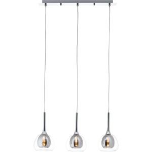 Brilliant Pendelleuchte Hadan 3-flammig Transparent-Chrome und Rauchglas