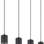 Moderne 4-flammige Pendelleuchte Annika in Schwarz matt mit Rauchglas-Schirmen. Ideal für Wohn- und Esszimmer.