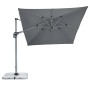 Anthrazitfarbener Doppler Ampelschirm Active II 260x350 cm mit Kurbel und drehbarem Mast.