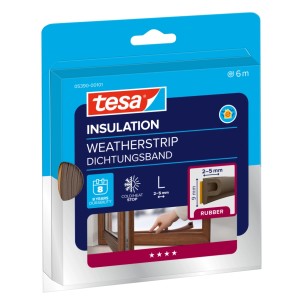 Tesamoll P-Profil Fensterdichtung, braun, 6m. Gummidichtung für Tür und Fenster, geeignet für Spalten von 2-5mm.