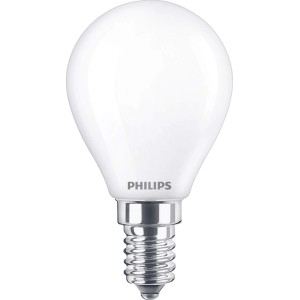 Philips LED-Lampe E14 Tropfenform, 6,5W, 806lm, 8x4,5cm. Warmweißes Licht.
