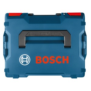 Blaue Bosch Professional L-Boxx 102 Werkzeugkiste des MobilitySystem mit schwarzem Tragegriff.