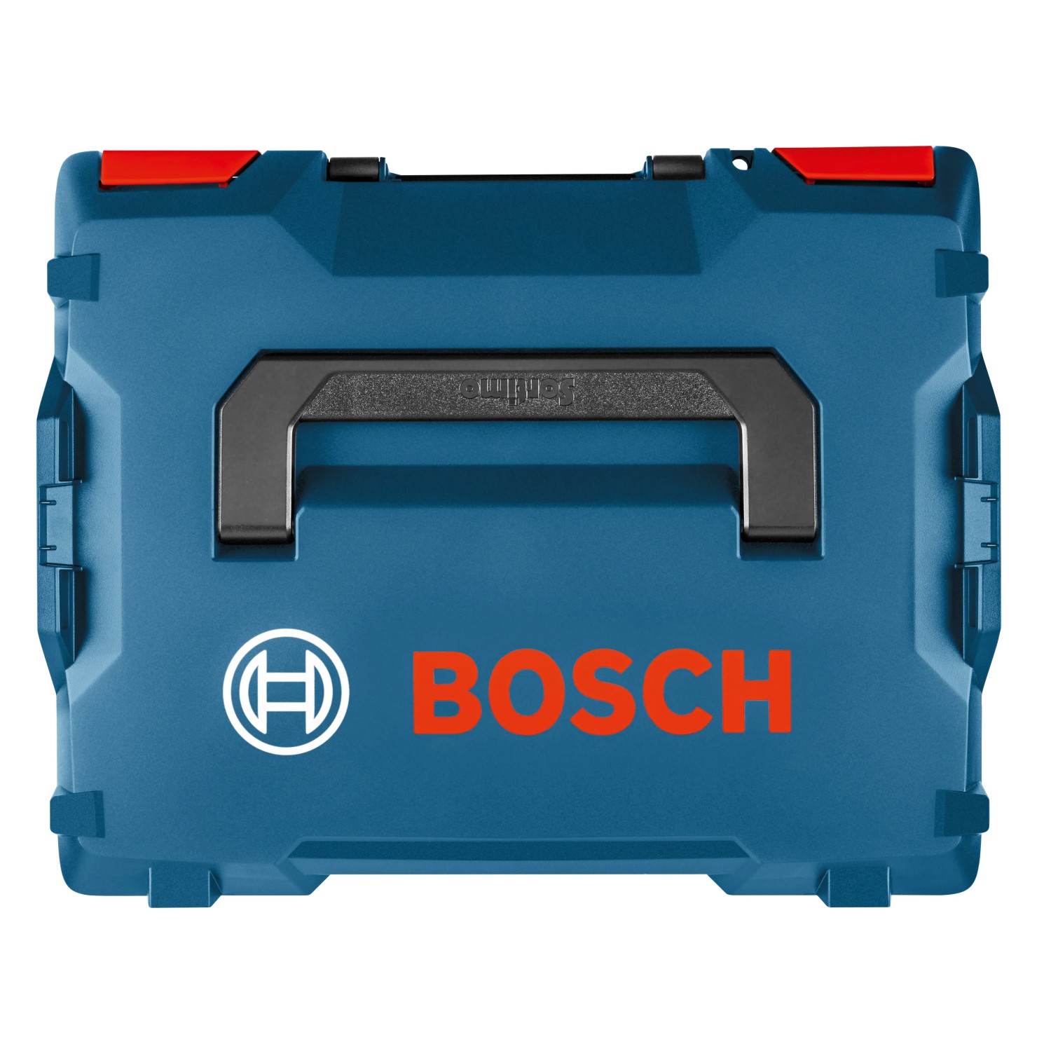 Blaue Bosch Professional L-Boxx 102 Werkzeugkiste des MobilitySystem mit schwarzem Tragegriff.