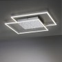 Quadratische LED-Deckenleuchte Yuki in Stahlfarben mit Sternenhimmel-Effekt.