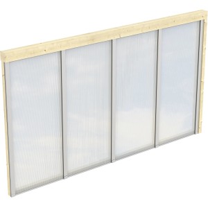 Skan Holz Seitenwand aus Polycarbonat für Terrassenüberdachung, Holzrahmen mit Doppelstegplatten.