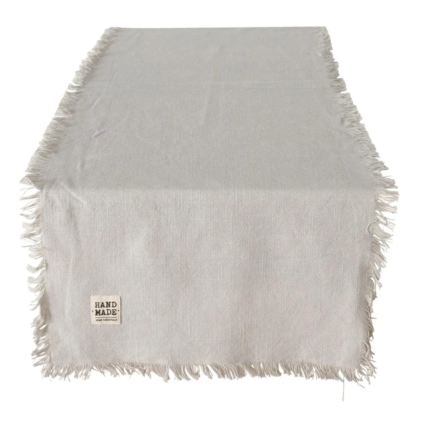Grauer Tischläufer Lenea von Boltze Home, 40x140 cm, mit Fransen. Elegante Tischdeko für den Essbereich.