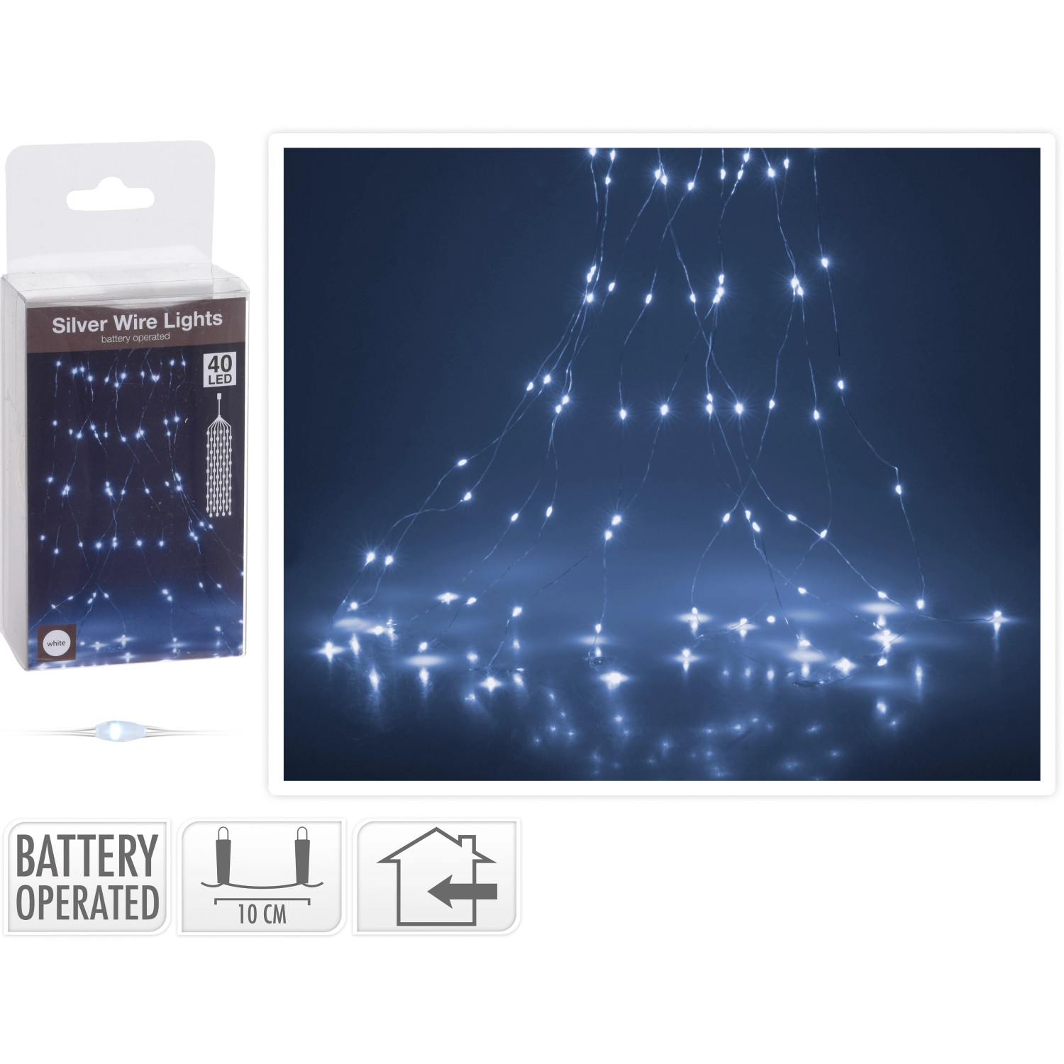 LED Lichterkette Schweif 40 kaltweiße LEDs Silberdraht innen kaufen bei OBI