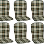 6er-Set Beo Sitzauflagen Hochlehner Mono, grün kariert, für Gartenstühle.