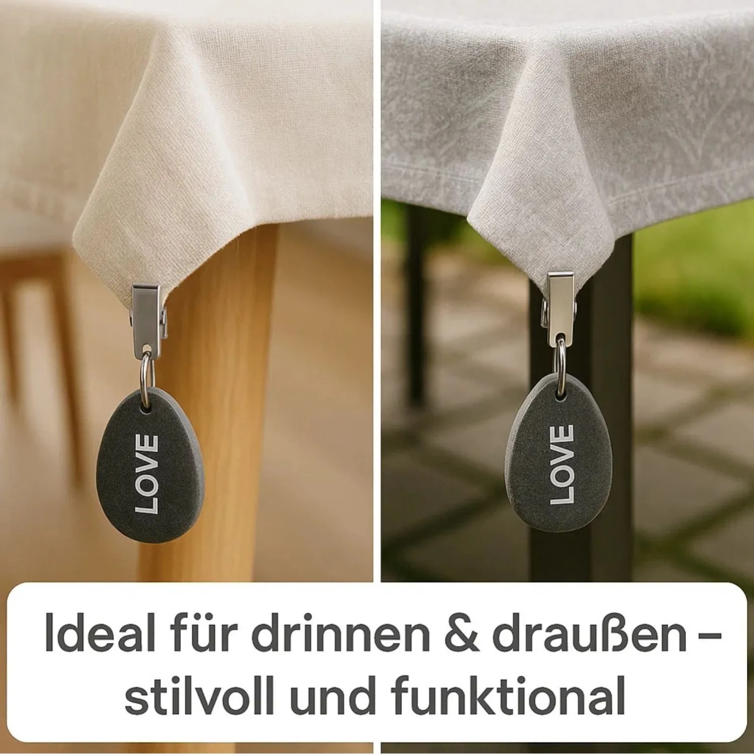 BigDean 8 Stück Tischdeckenbeschwerer für Draußenaus Naturstein mit Robustem Clip zum Befestigen Tischdeckenhalter für Indoor + Outdoor Geeignet 8x55g kaufen bei OBI