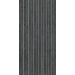 Anthrazitfarbene Wandfliese Materia Kitkat aus Steingut, matte Oberfläche, 30x60 cm.