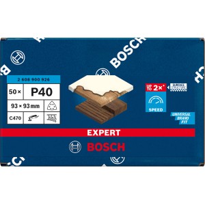 Bosch Expert C470 Schleifblätter, 93x93mm, K40, 50 Stk., für Deltaschleifer.