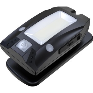 Schwarze Solidline SC4R LED-Taschenlampe mit Clip und USB-Anschluss.