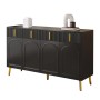 okwish Sideboard mit 4 Türen 4 Schubladen Goldgriffen Wohnzimmer Esszimmer 140x38x82cm Schwarz