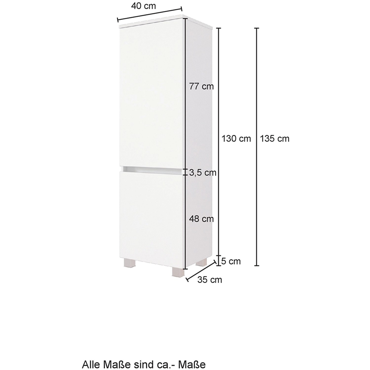 Held Möbel Midischrank Salerno, 130 cm hoch, Wotaneiche/Graphitgrau, für Bad-Hängeschränke.