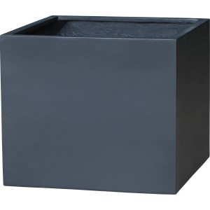 Quadratischer, anthrazitfarbener Pflanzkübel (70x70x50 cm) aus Fiberstone.