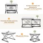okwish Couchtisch Set mit Marmoroptik HöhenVerstellbare Füße 60x60x45cm 45x45x40cm Schwarz_8