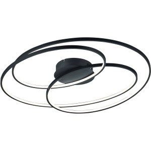 Moderne, schwarze Trio LED Deckenleuchte Gale mit geschwungenen Elementen.