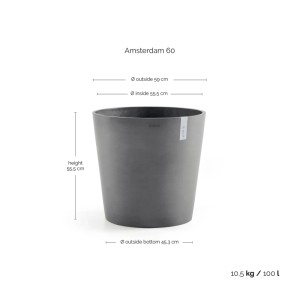 Ecopots Pflanztopf Amsterdam Ø 60 cm x 56 cm Grau