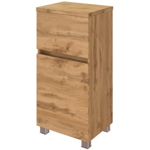 Held Möbel Unterschrank Ferrara, 40 cm, Wotaneiche, Bad-Hängeschrank mit Schublade und silberfarbenen Füßen.