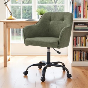 Songmics Drehstuhl Tyra in Olive mit Sherpa-Stoff, atmungsaktiv und modern.