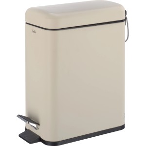 Schmaler, sandfarbener baliv Kosmetikeimer (5 l) mit Tretfunktion für Bad & WC.