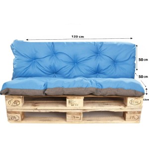 Setgarden Enkel Set Palettenkissen 120x50x50cm Sitzkissen + Rückenkissen 1tlg Blau