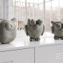 Drei graue Deko-Eulen aus Ultrament Knet Beton, verschiedene Designs.