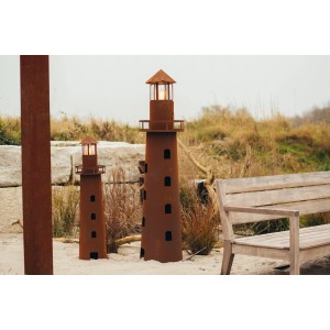 Ferrum Art Design Deko-Leuchtturm Norddeutschland, 116 cm, Edelrost-Optik für den Garten.