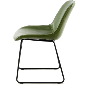 Kayoom Stuhl Cora 110, 2er-Set, grün, Polsterstuhl mit schwarzem Metallgestell.